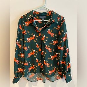 ModCloth fox print Button Up M